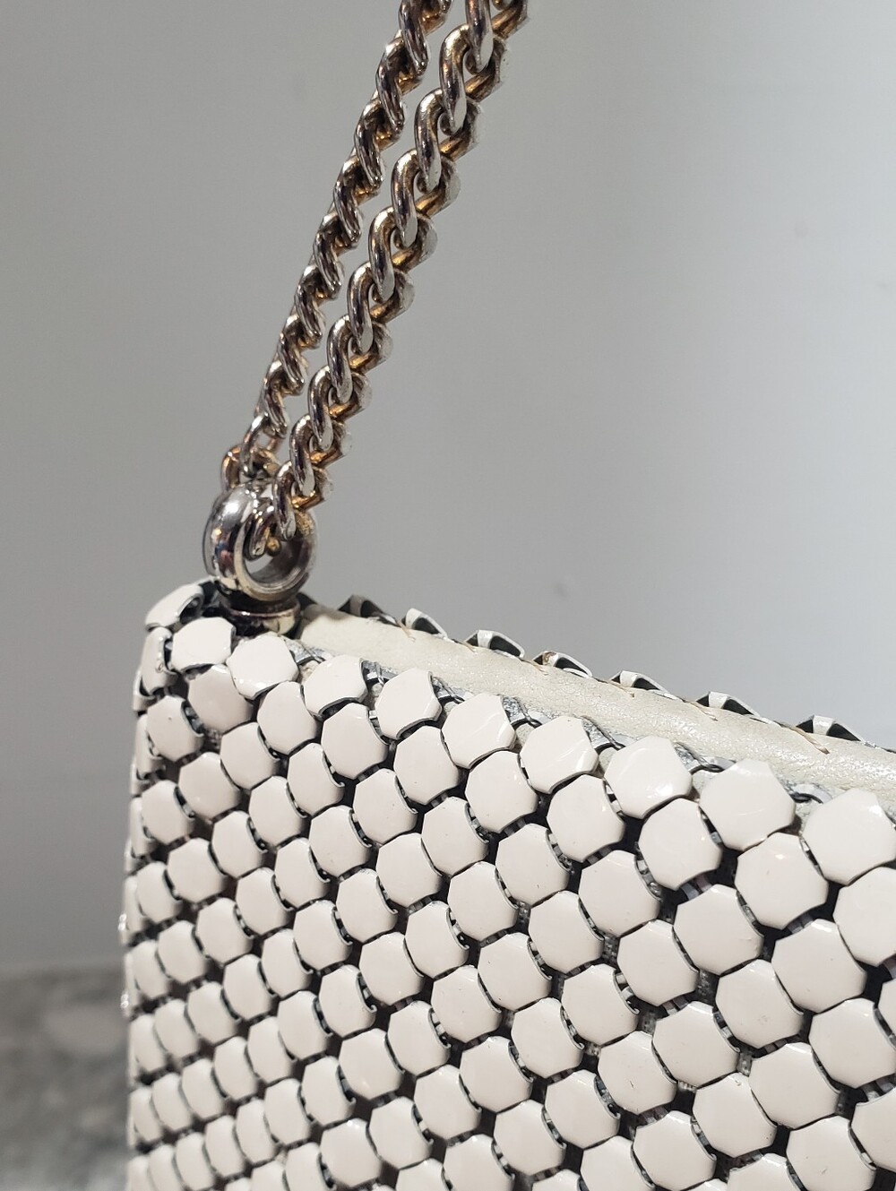Whiting & Davis Ivory Mesh Vintage Handbag Shoulder Bag - Picture 4 of 11